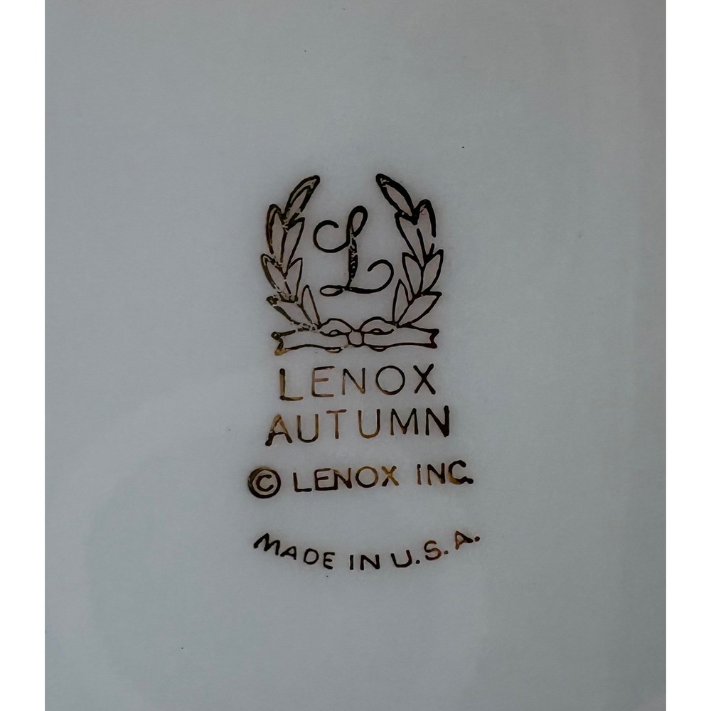 2 Lenox Autumn Presidential Collection Dinner Plates Fruit Basket 24K gold trim - Picture 4 of 7
